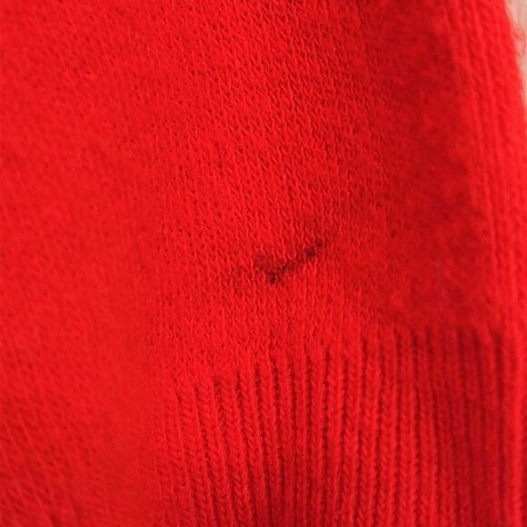 Vintage 60s Bright Red Short Sleeve Mock Turtleneck Polyester Cropped Sweater - Picture 6 of 8